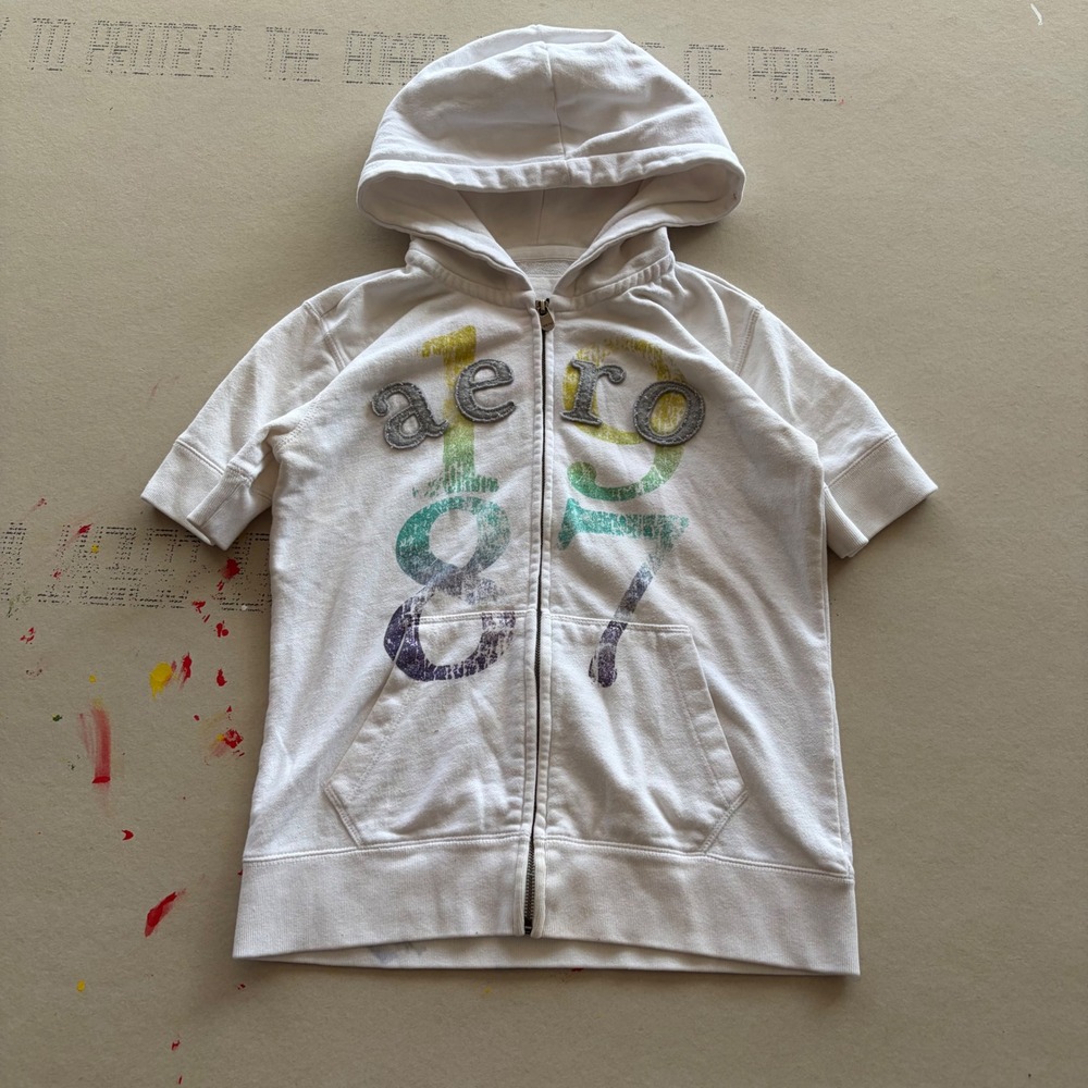 Y2K Aeropostale Short Sleeve Zip Up Hoodie